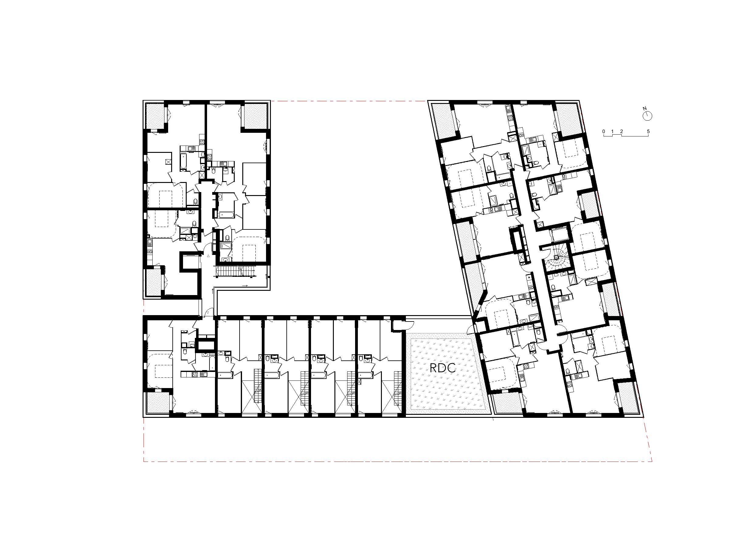 53 logements à Amiens - Plan de premier étage